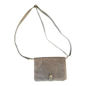 Thirty-One Gray and‎ White Polka Dot Canvas Crossbody